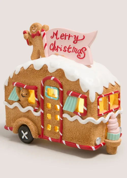 Joyful Brown LED Gingerbread Caravan Image 2
