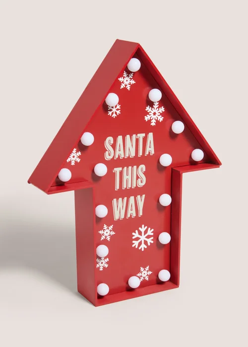 Joyful Red LED Santa This Way Arrow Sign Image 1