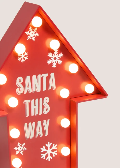 Joyful Red LED Santa This Way Arrow Sign Image 2