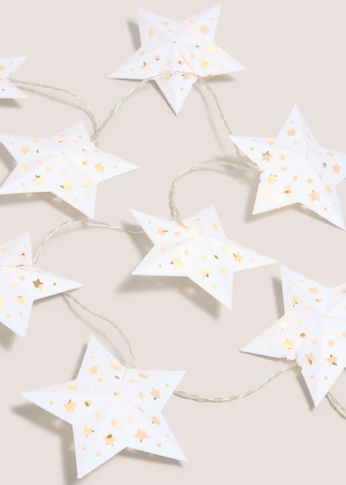Wondrous White Paper Star String Lights Image 2