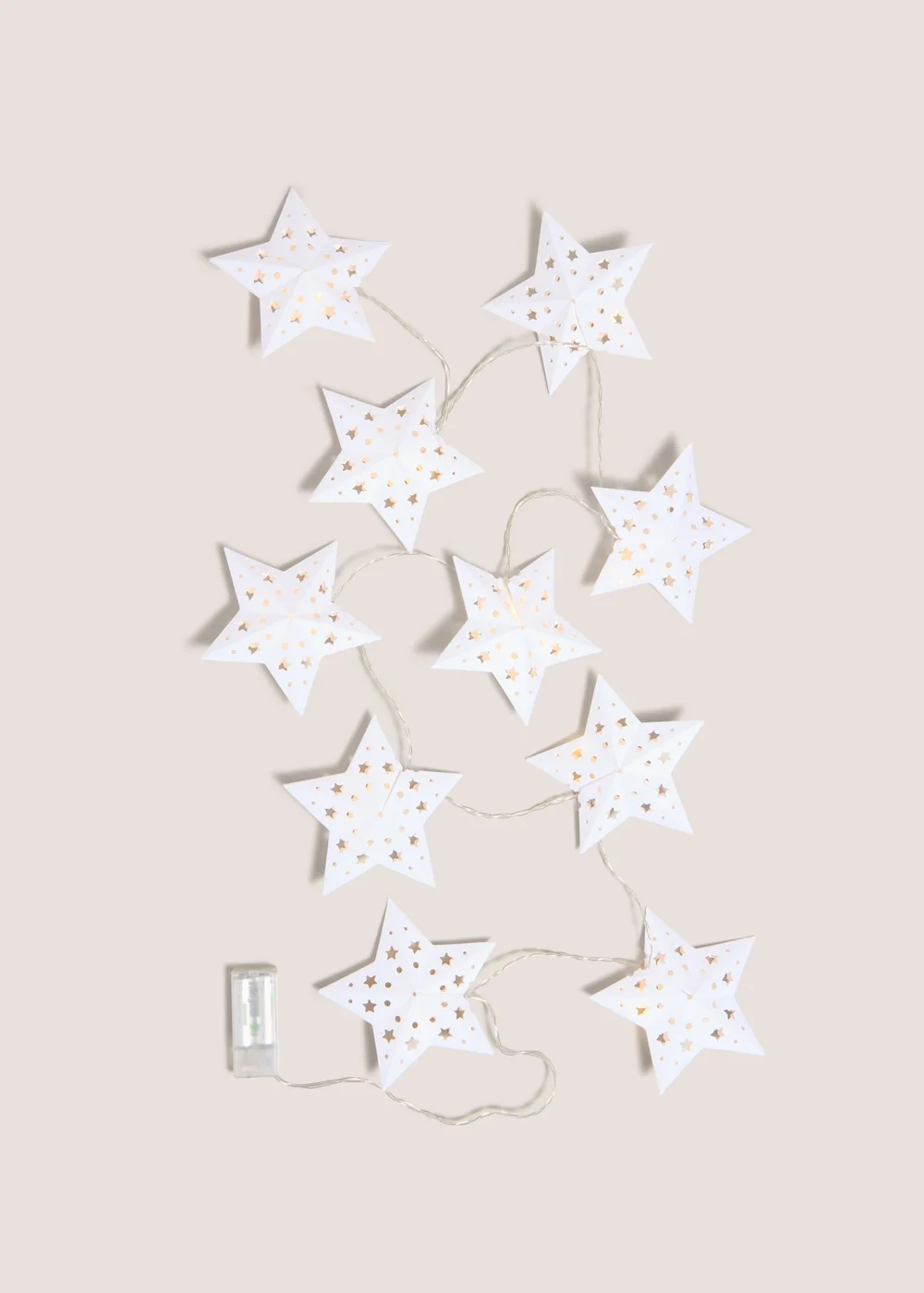 Wondrous White Paper Star String Lights Image 1