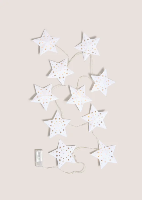Wondrous White Paper Star String Lights Image 1