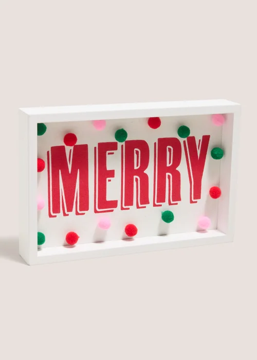Joyful White 'Merry' Christmas Decoration Image 1