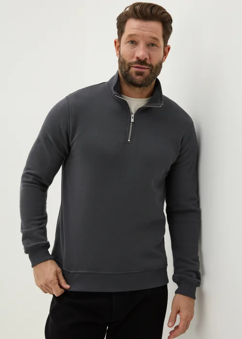 Charcoal Funnel 1/4 Zip Sweatshirt - Small Image 2