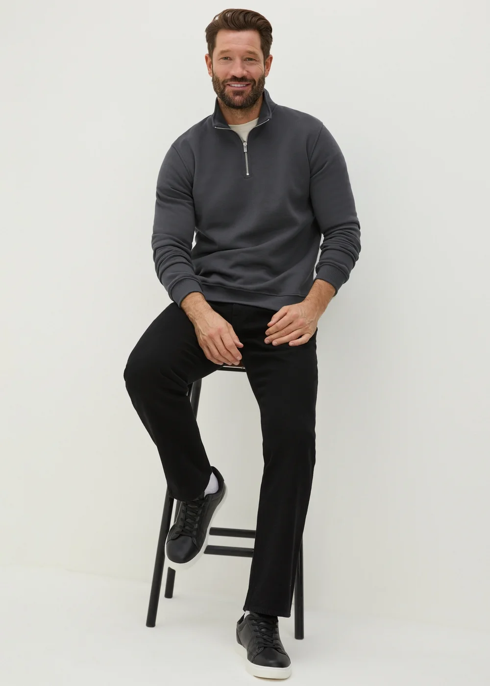 Charcoal Funnel 1/4 Zip Sweatshirt - Small Image 1