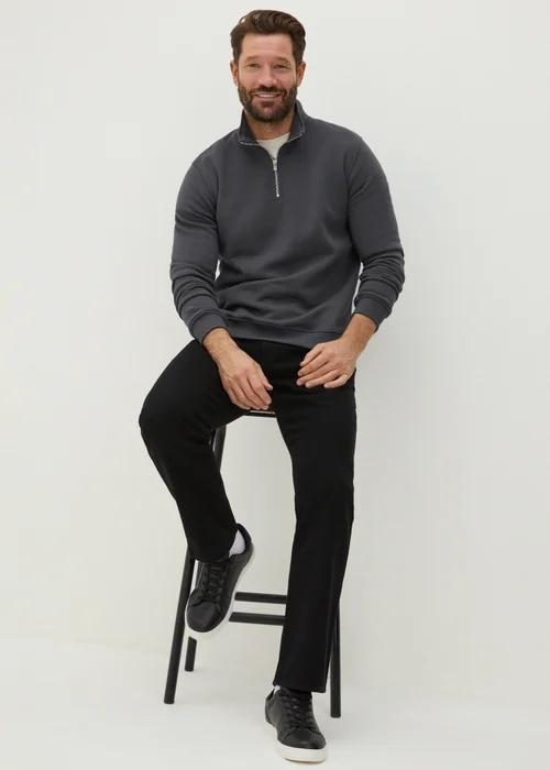 Charcoal Funnel 1/4 Zip Sweatshirt - Small Image 1