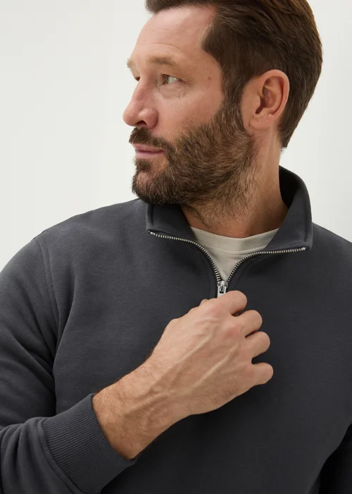 Charcoal Funnel 1/4 Zip Sweatshirt - Small Image 3