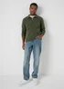 Khaki 1/4 Zip Sweatshirt - Small Image 3