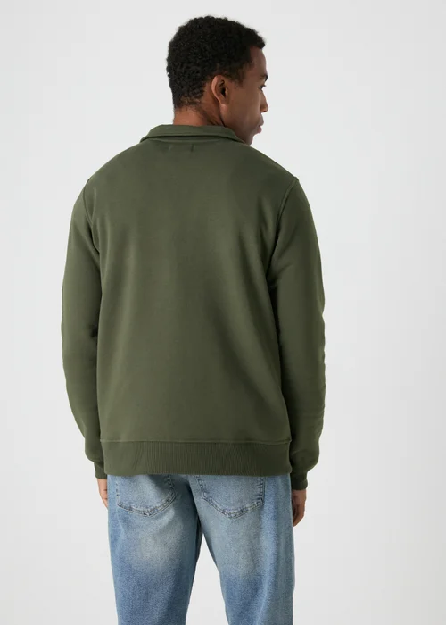 Khaki 1/4 Zip Sweatshirt - Small Image 2