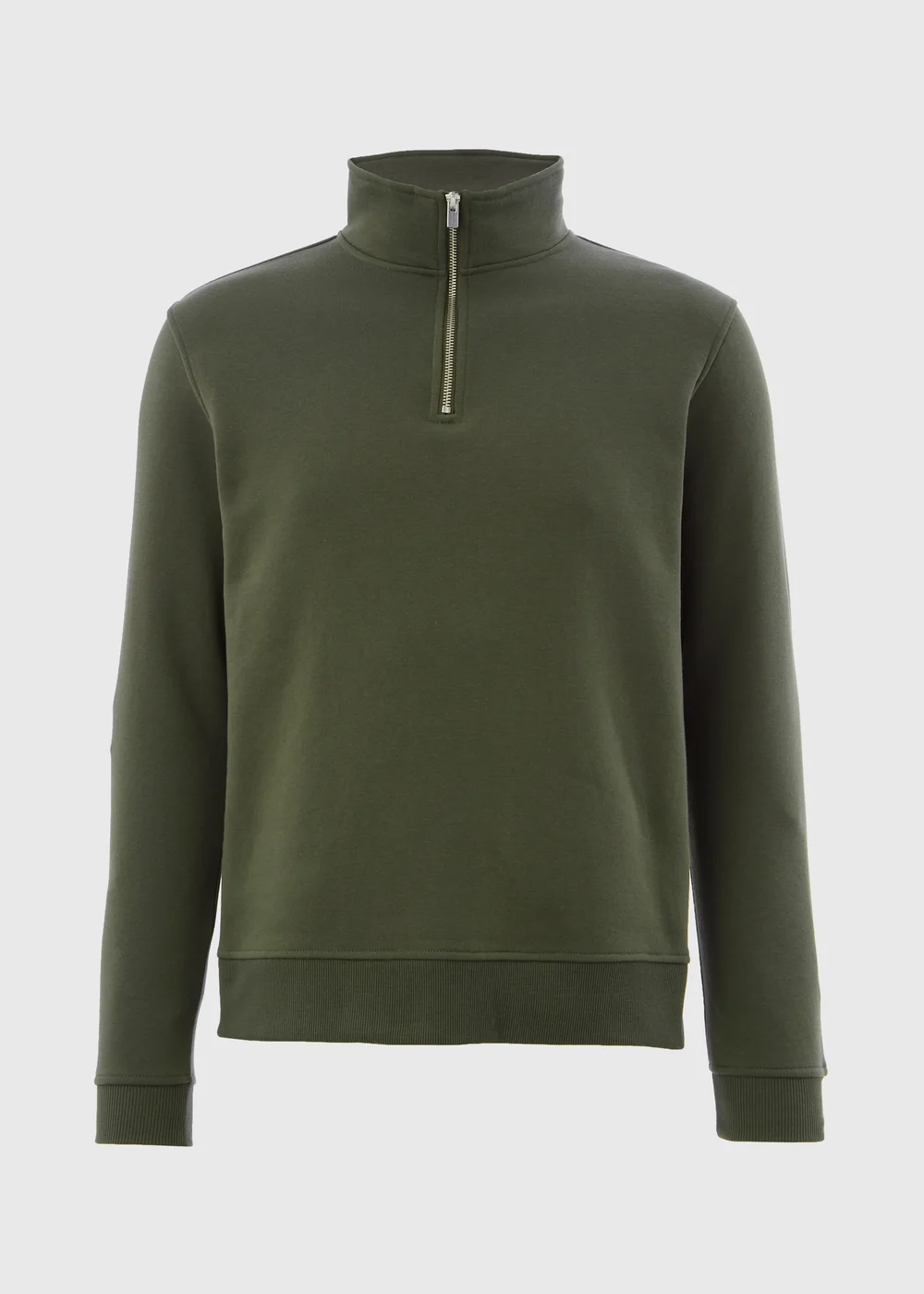 Khaki 1/4 Zip Sweatshirt - Small Image 4