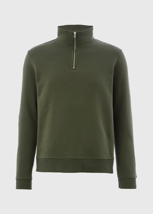 Khaki 1/4 Zip Sweatshirt - Small Image 4