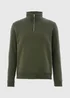 Khaki 1/4 Zip Sweatshirt - Small Image 4