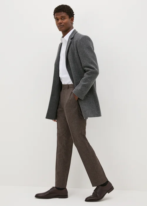 Taylor & Wright Brown Puppytooth Slim Fit Flexi Waist Trousers - 30/L33 Image 2
