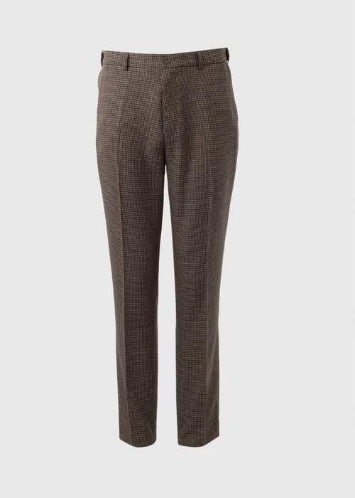 Taylor & Wright Brown Puppytooth Slim Fit Flexi Waist Trousers - 30/L33 Image 5