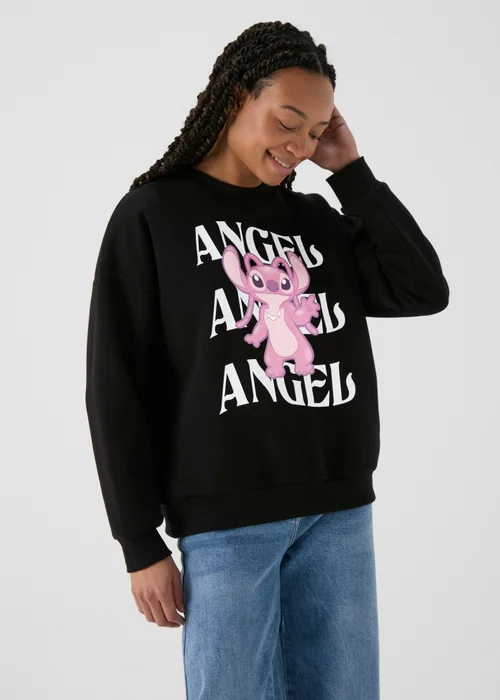Disney Black Lilo & Stitch Angel Sweatshirt - Small Image 1