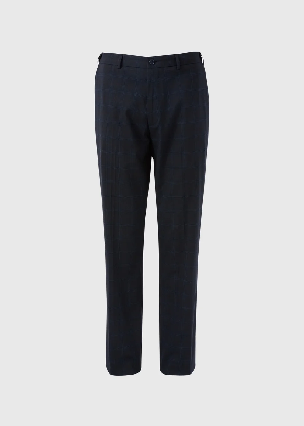 Taylor & Wright Navy Check Regular Fit Flexi Waist Trousers - 30 Waist 29 Leg Image 5