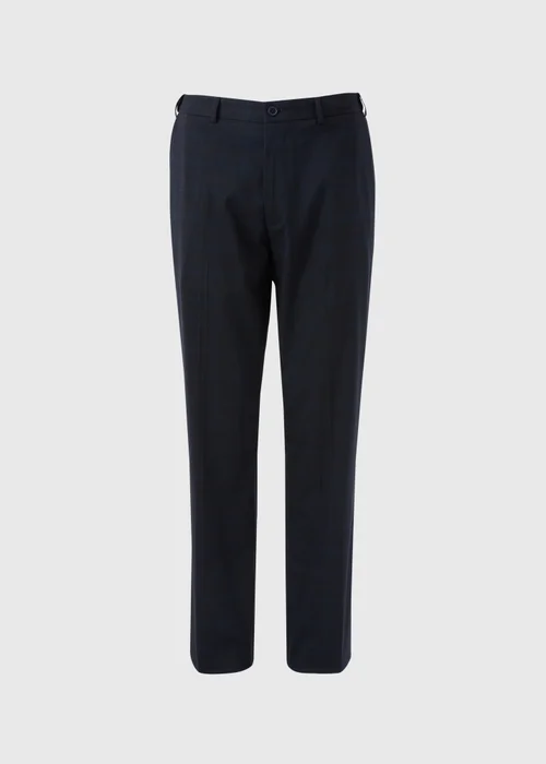 Taylor & Wright Navy Check Regular Fit Flexi Waist Trousers - 30 Waist 29 Leg Image 5