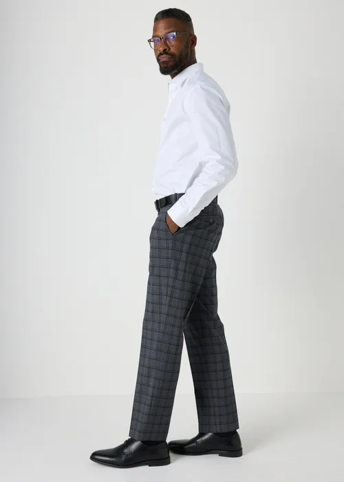 Taylor & Wright Grey Check Regular Fit Flexi Waist Trousers - 30/L33 Image 1