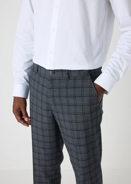 Taylor & Wright Grey Check Regular Fit Flexi Waist Trousers - 30/L33 Image 3