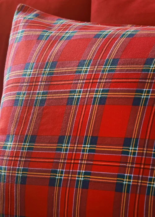 Red Check Brushed Duvet Set - Single Image 2