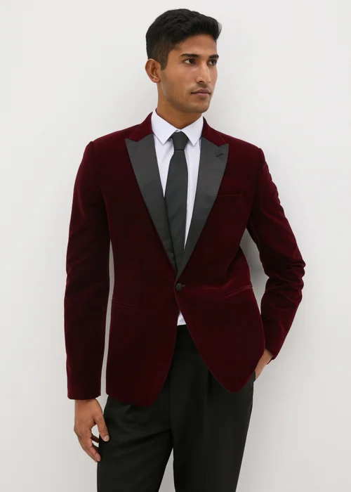 Taylor & Wright Burgundy Velvet Blazer - Small Image 1