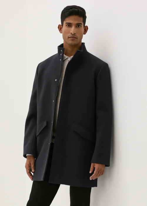 Taylor & Wright Black Funnel Neck Overcoat - S Image 4