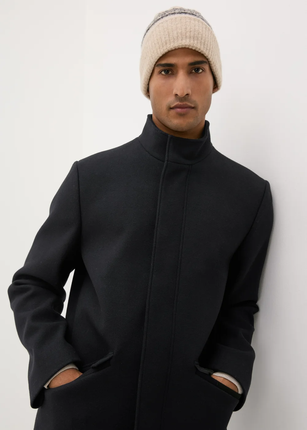Taylor & Wright Black Funnel Neck Overcoat - S Image 1