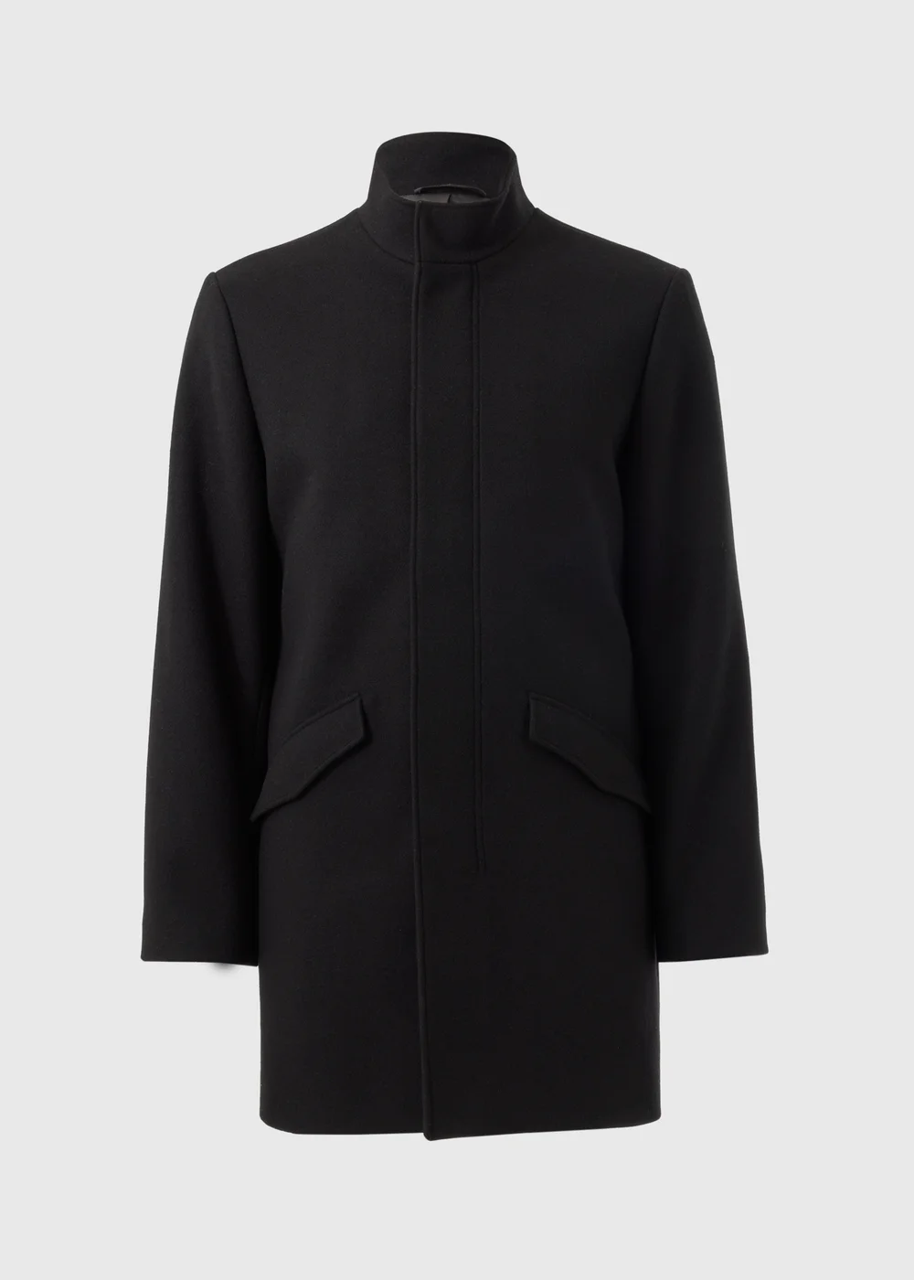 Taylor & Wright Black Funnel Neck Overcoat - S Image 5
