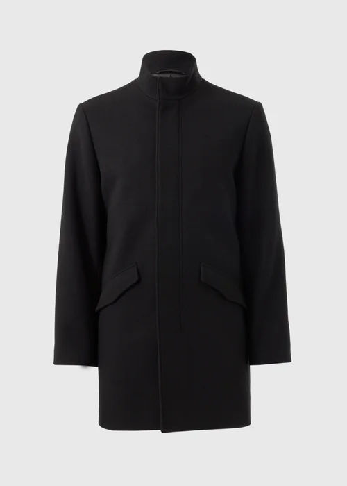 Taylor & Wright Black Funnel Neck Overcoat - S Image 5