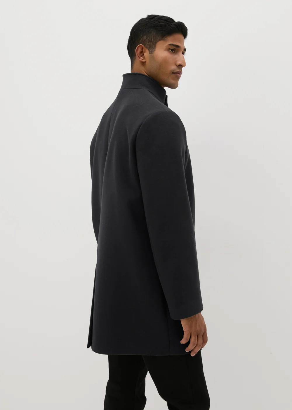 Taylor & Wright Black Funnel Neck Overcoat - S Image 2