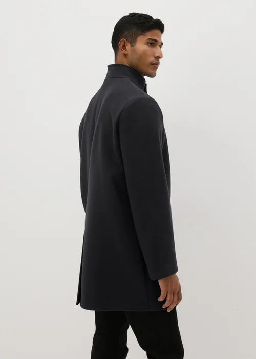 Taylor & Wright Black Funnel Neck Overcoat - S Image 2