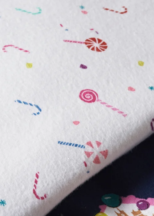 Joyful Navy Gingerbread House Brushed Duvet Set - Single Image 3