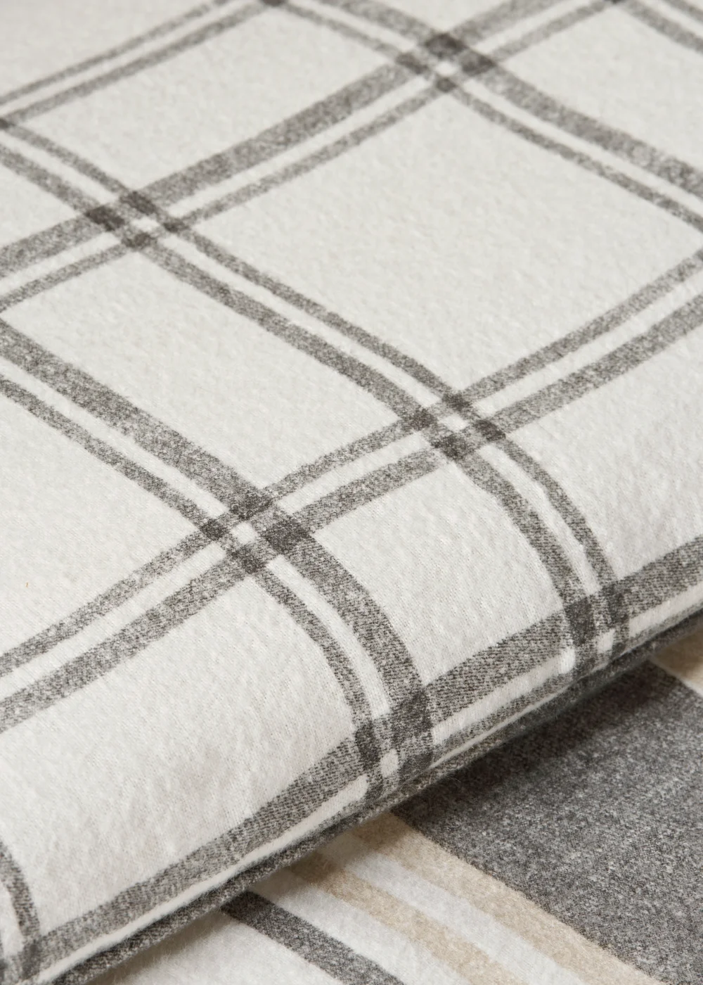 Grey Check Brushed Duvet Set - Single Image 3