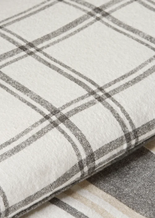 Grey Check Brushed Duvet Set - Single Image 3