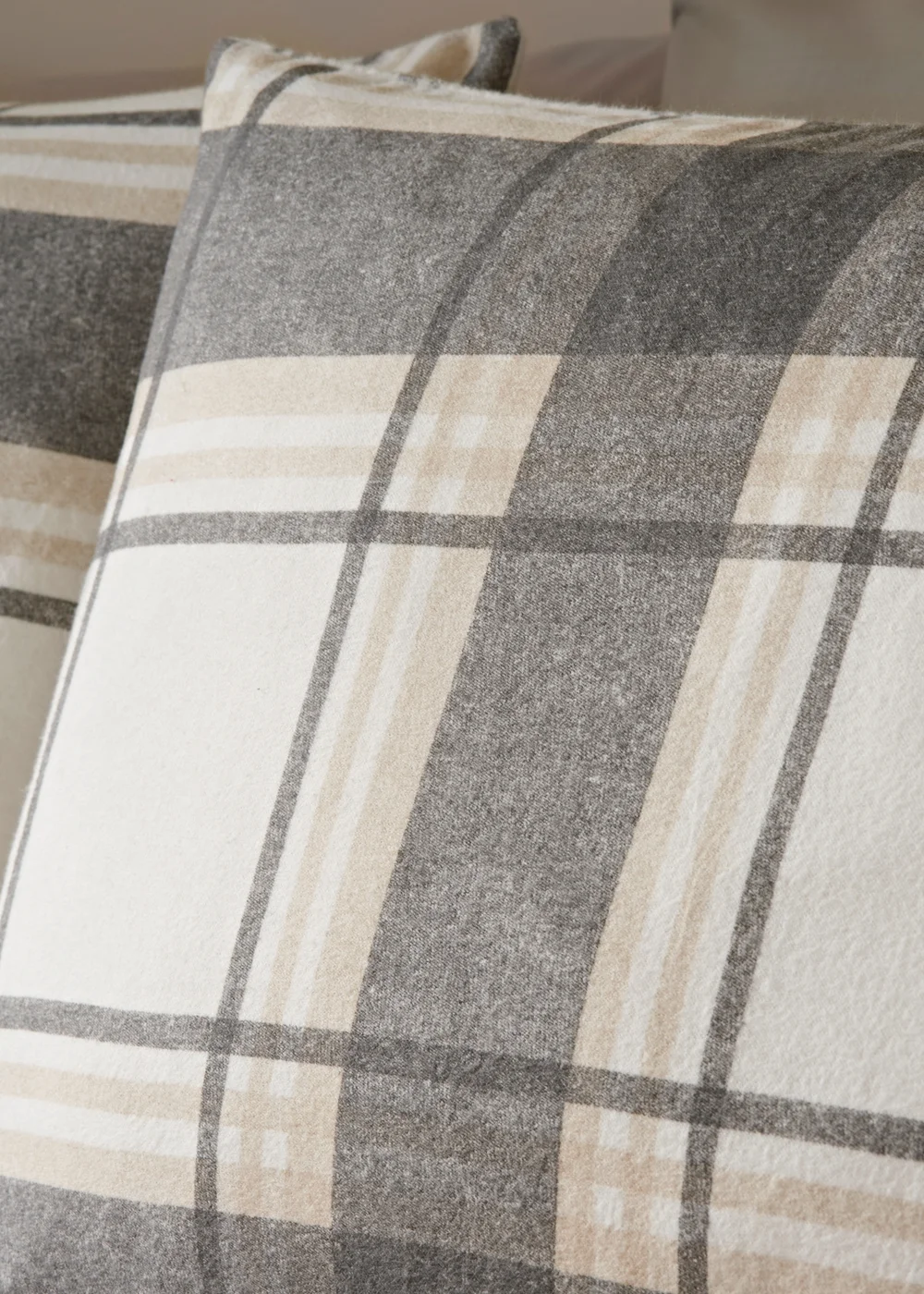 Grey Check Brushed Duvet Set - Single Image 2
