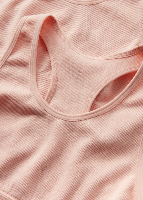 Girls Pink Seamless Ribbed Crop Tops (7-13yrs) - 6-7 Yrs Image 2