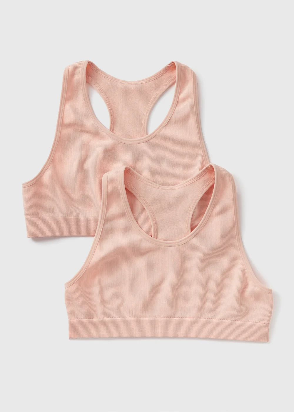 Girls Pink Seamless Ribbed Crop Tops (7-13yrs) - 6-7 Yrs Image 1
