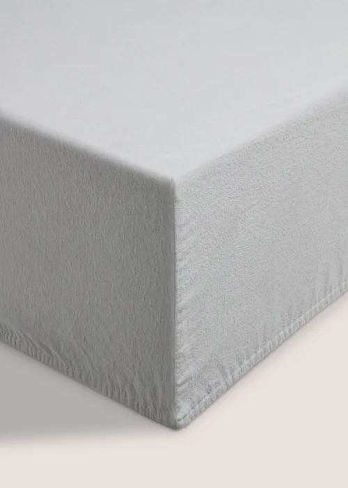 Grey Brushed Fitted Sheet - Single Image 1