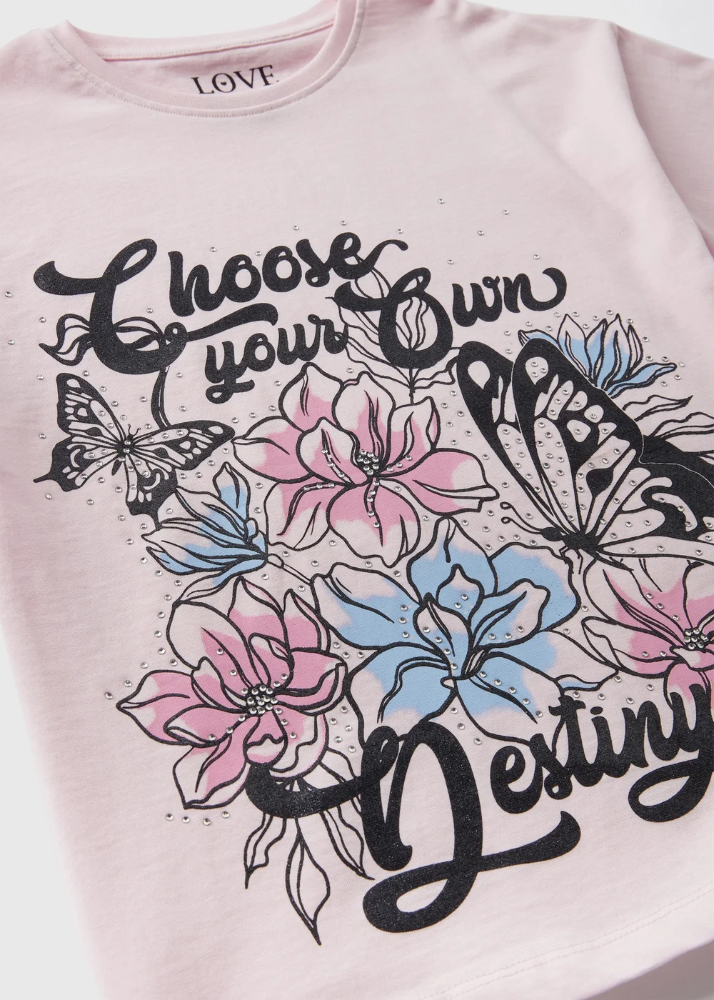 Girls Pink Butterfly Design T-Shirt (7-15yrs) - 7 Yrs Image 2