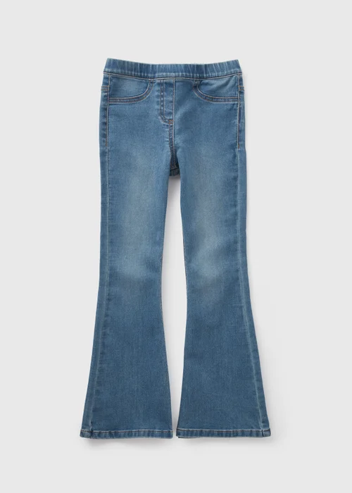 Girls Blue Lightwash Flare Jegging (7-15yrs) - Age 7 Years Image 1