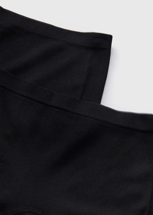 2 Pack Girls Black Ribbed Briefs (7-13yrs) - Age 6 - 7 Years Image 2