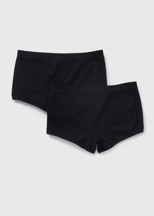 2 Pack Girls Black Ribbed Briefs (7-13yrs) - Age 6 - 7 Years Image 1