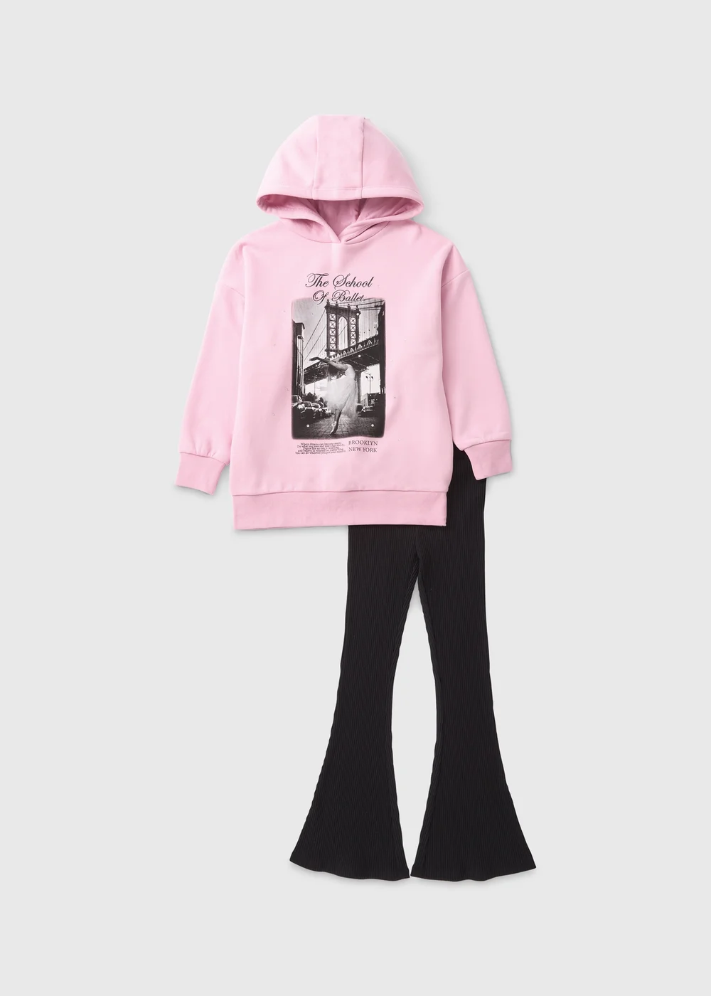 Girls Pink Ballet Hoodie & Flares Set (7-15yrs) - Age 7 Years Image 1
