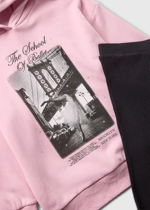 Girls Pink Ballet Hoodie & Flares Set (7-15yrs) - Age 7 Years Image 2