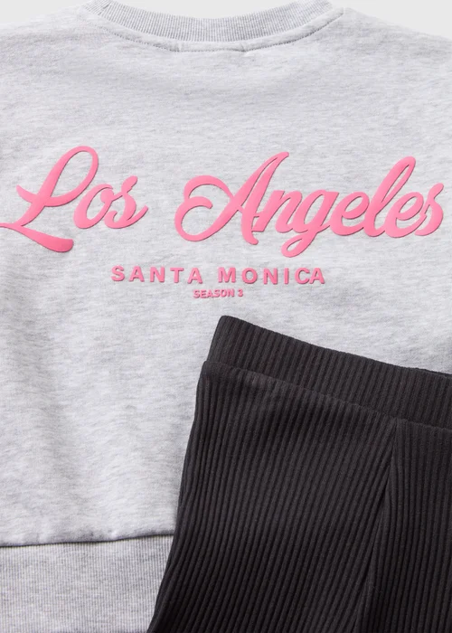 Girls Grey LA Sweatshirt & Leggings Set (7-15yrs) - Age 7 Years Image 2