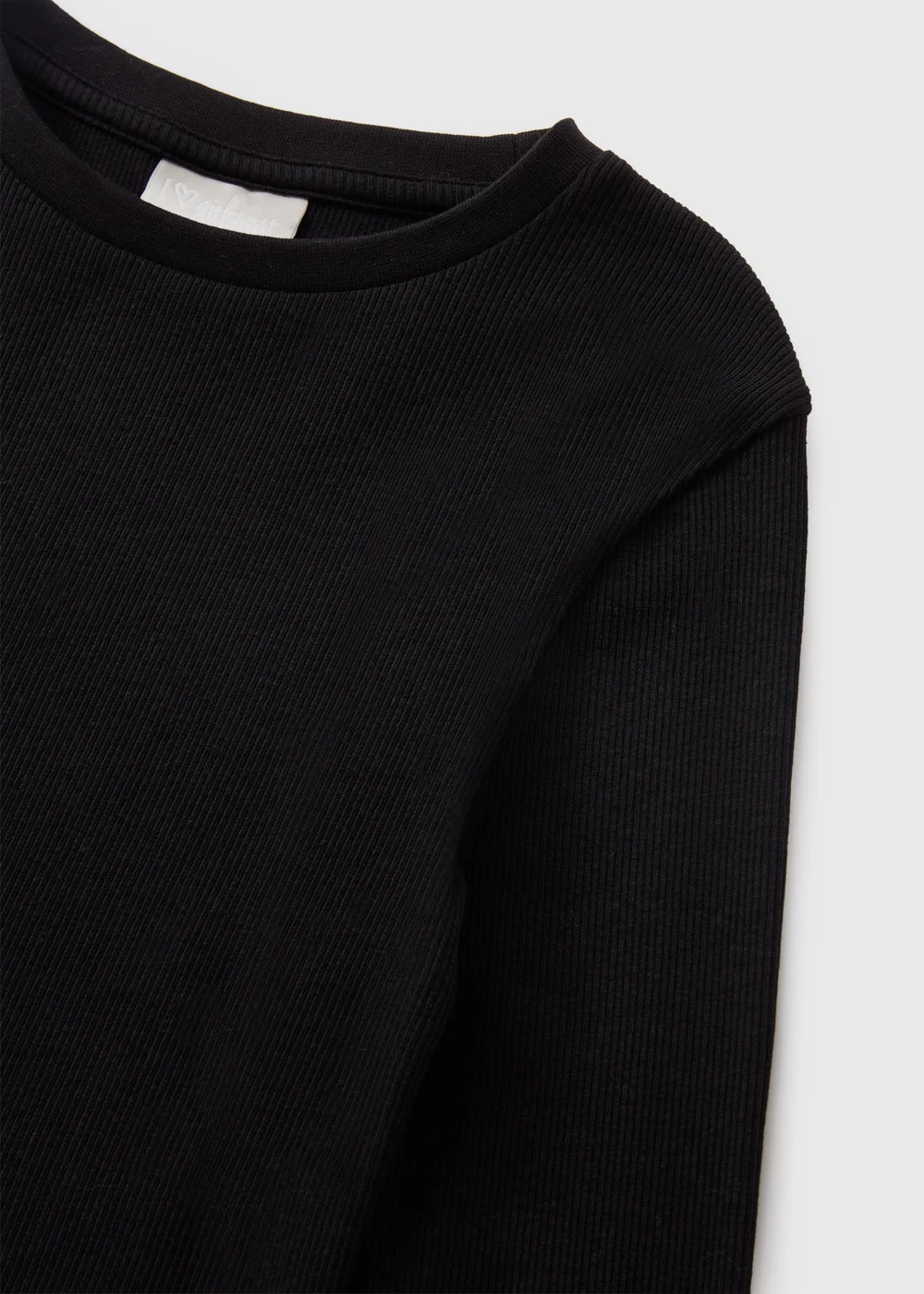 Girls Black Ribbed Long Sleeve Top (7-15yrs) - 7 Yrs Image 2