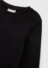 Girls Black Ribbed Long Sleeve Top (7-15yrs) - 7 Yrs Image 2