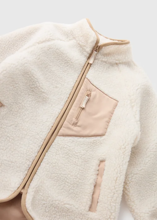 Girls Cream Borg Jacket (7-15yrs) - 7 Yrs Image 2