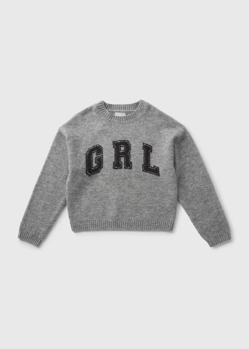 Girls Grey Knit GRL Jumper (7-15yrs) - 7 Yrs Image 1