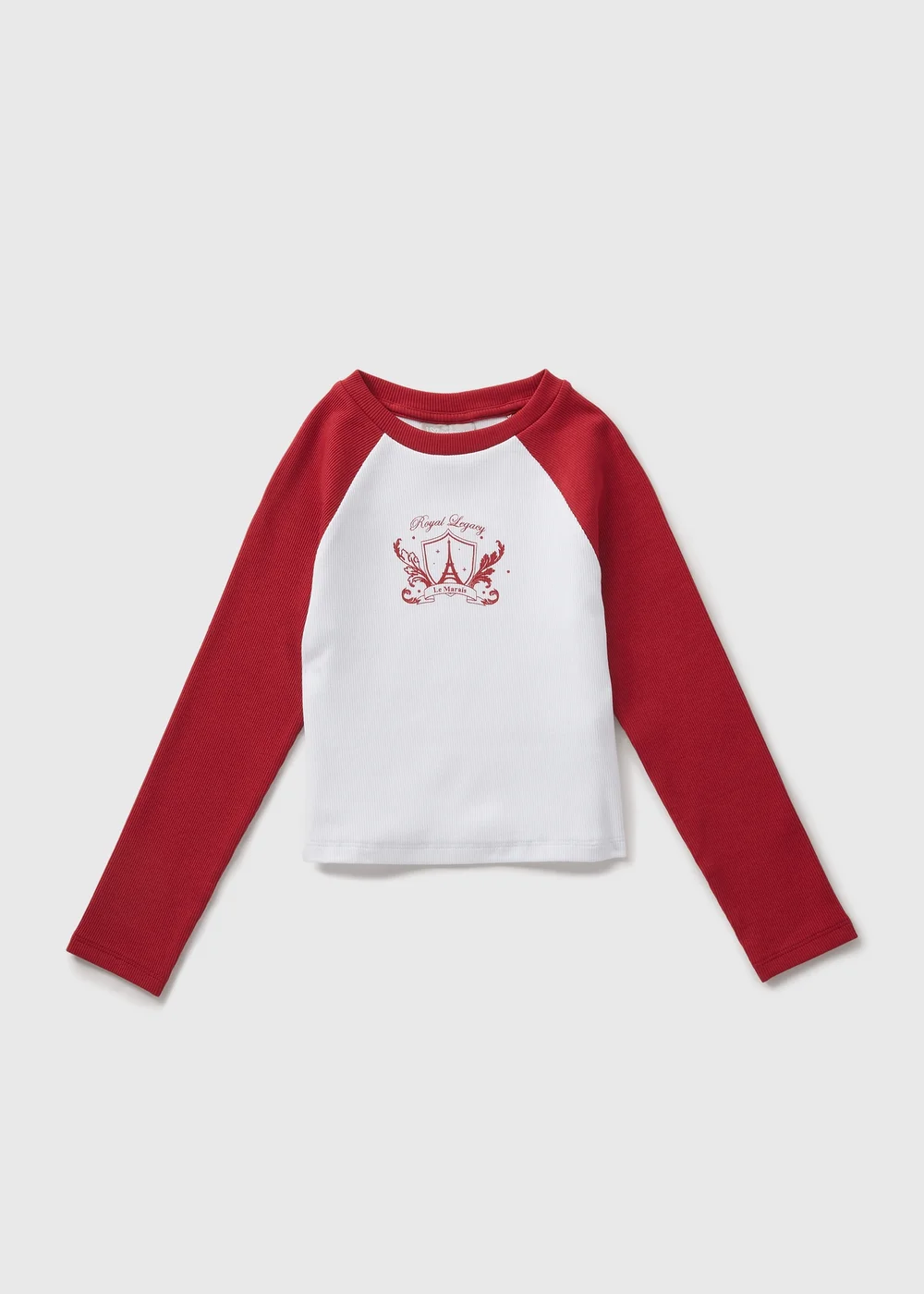 Girls White Paris Ringer Long Sleeve Top (7-15yrs) - Age 7 Years Image 1